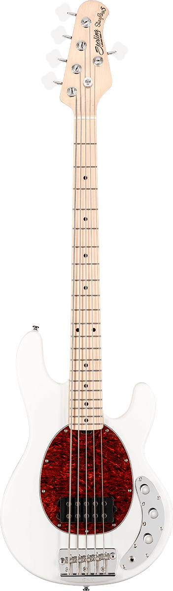 Sterling by Music Man StingRay RAY25CA Olympic White – 5-snarige basgitaar
