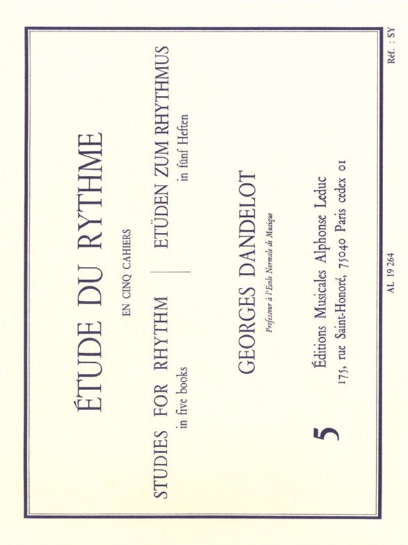 Georges Dandelot: etude Du Rythme - Volume 5