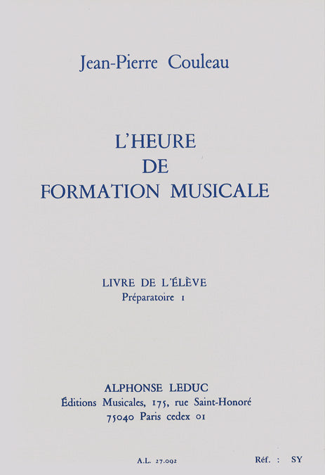 Jean-Pierre Couleau: L'heure de formation musical - Préparatoire 1