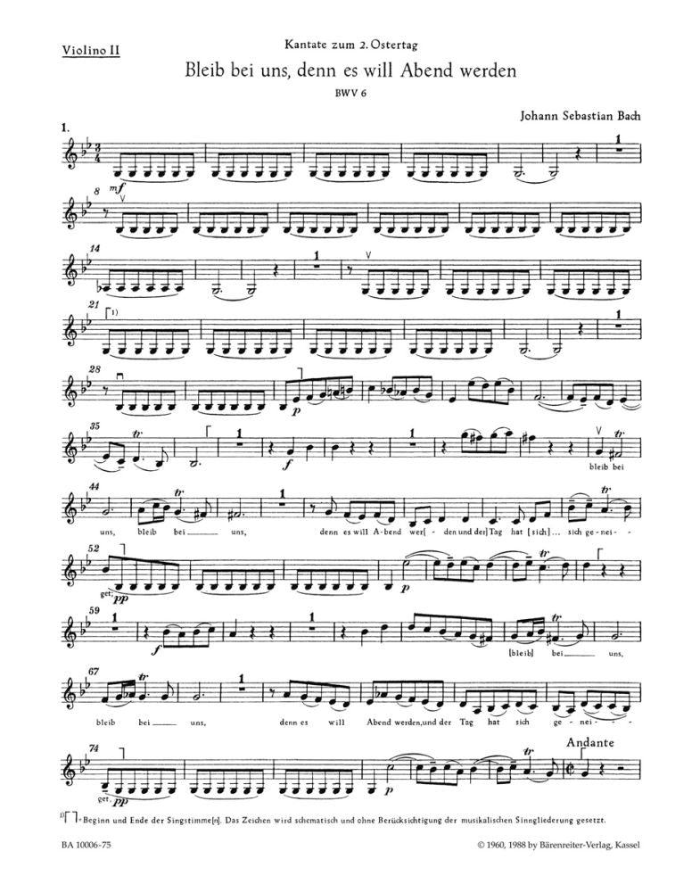 Bach: Kantate BWV6 Bleib Bei Uns, Denn Es Will Abend Werden (Viool 2)