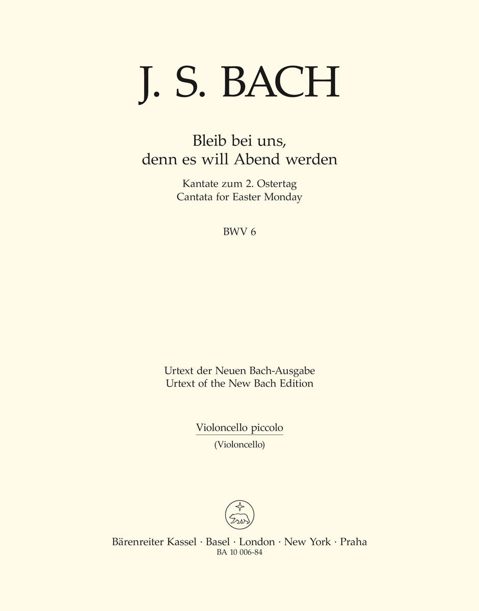 Bach: Kantate BWV6 Bleib Bei Uns, Denn Es Will Abend Werden (Cello) afbeelding 2