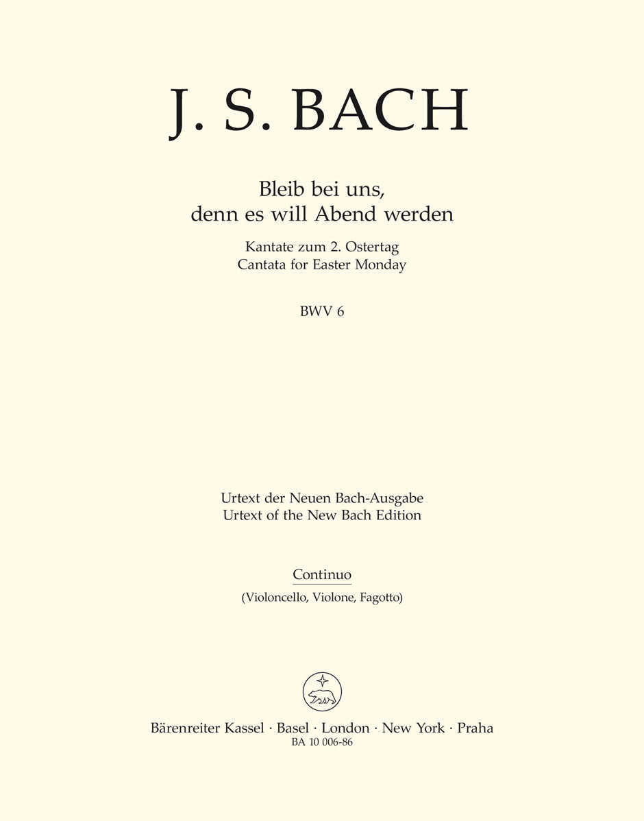 Bach: Kantate BWV6 Bleib Bei Uns, Denn Es Will Abend Werden (Kontrabas (Fagot/Basso-continuo) afbeelding 2