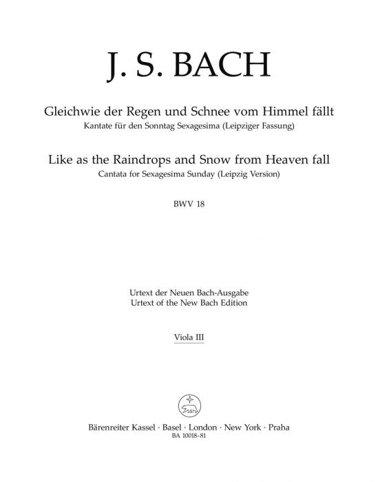 Bach: Kantate BWV 18 Gleichwie der Regen und Schnee vom Himmel fällt (Altviool 3)
