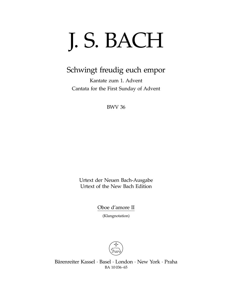Bach: Kantate BWV 36 Schwingt freudig euch empor (Hobo) afbeelding 2
