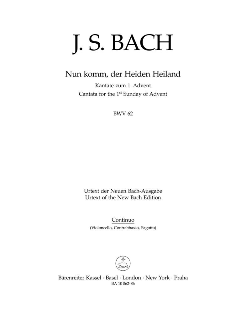 Bach: Kantate BWV 62 Nun komm, der Heiden Heiland (Cello (Kontrabas/Fagot/Basso-Continuo)