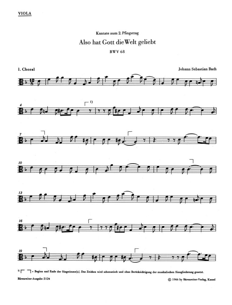 Bach: Kantate BWV 68 Also hat Gott die Welt geliebt (Altviool)