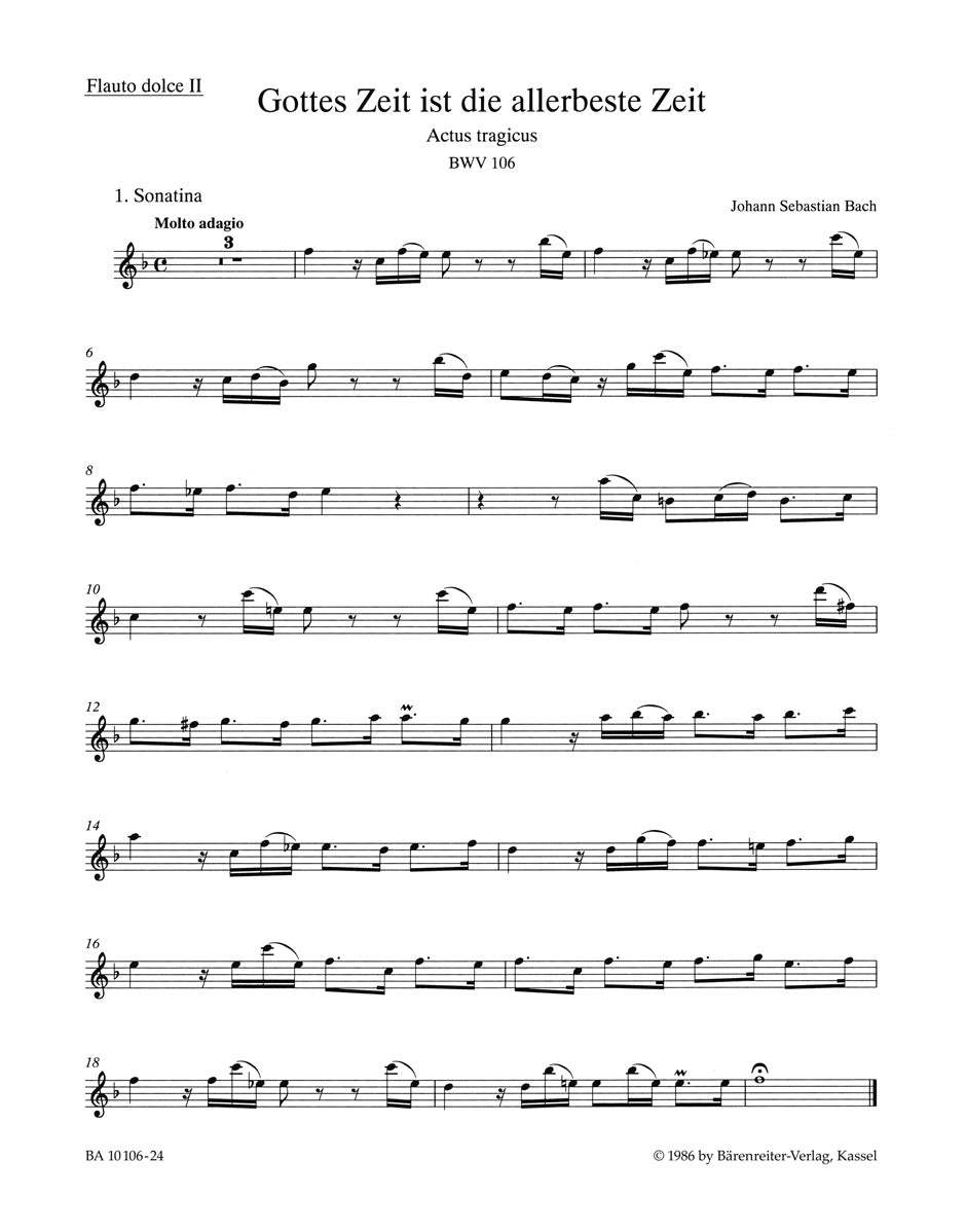 Bach: Kantate BWV 106 Gottes Zeit ist die allerbeste Zeit (Altblokfluit 2) afbeelding 2