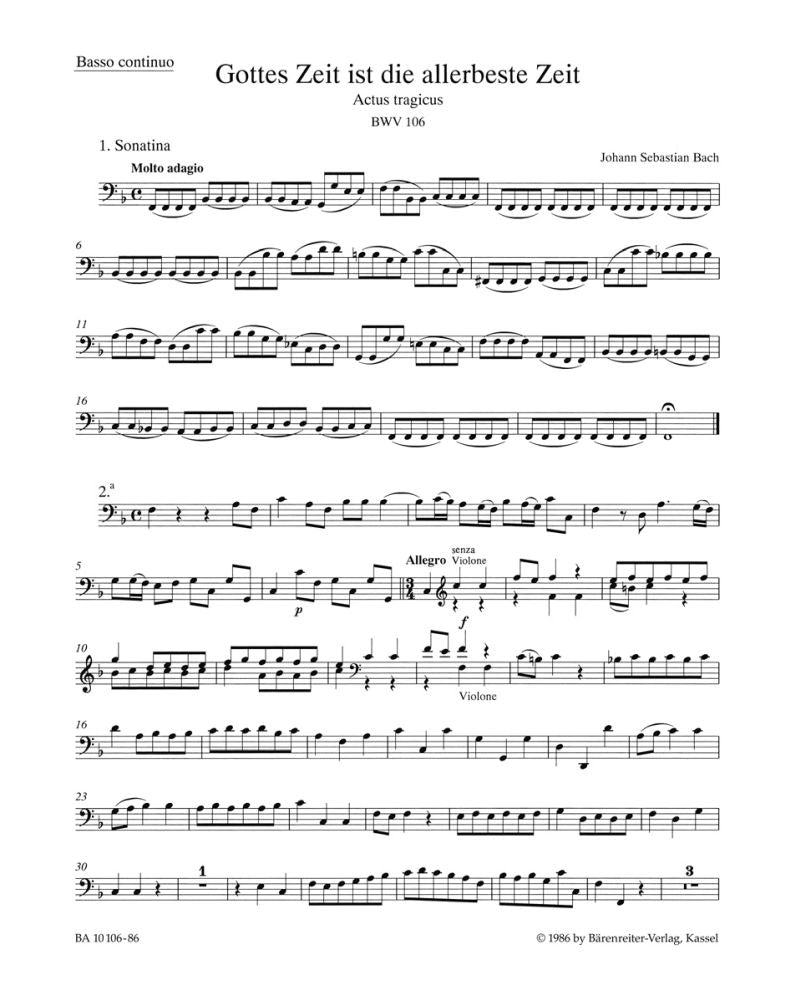 Bach: Kantate BWV 106 Gottes Zeit ist die allerbeste Zeit (Cello (Basso-continuo)
