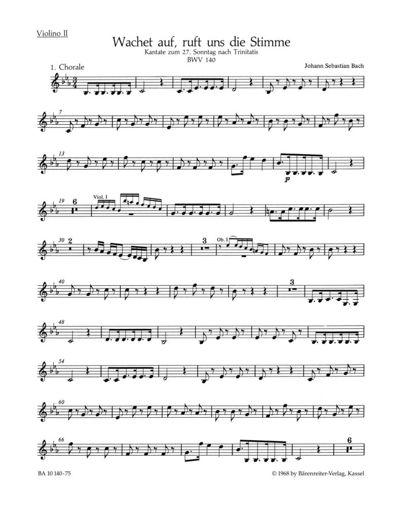 Bach: Kantate BWV 140 Wachet auf, ruft uns die Stimme (Altviool 1)