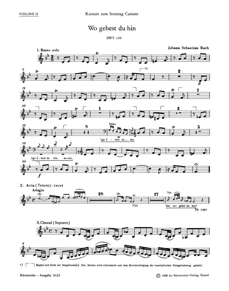 Bach: Kantate BWV 166 Wo gehest du hin? (Viool 2)