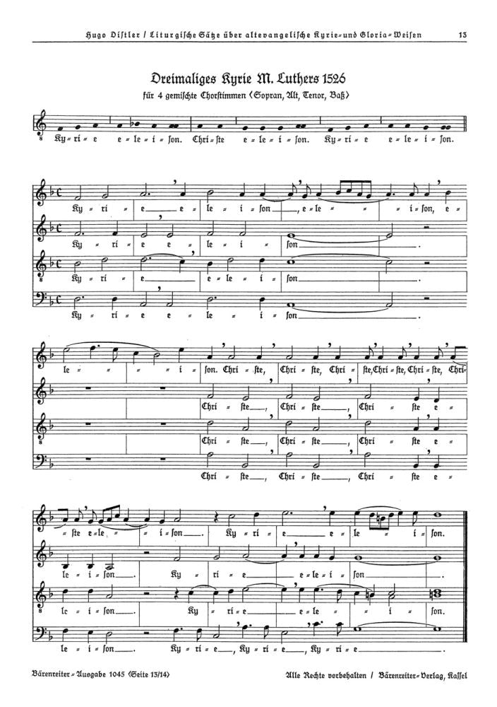 Dreimaliges Kyrie Martin Luthers 1526 (SATB) / Dreimaliges Kyrie Nürnberg 1525 (SATB)