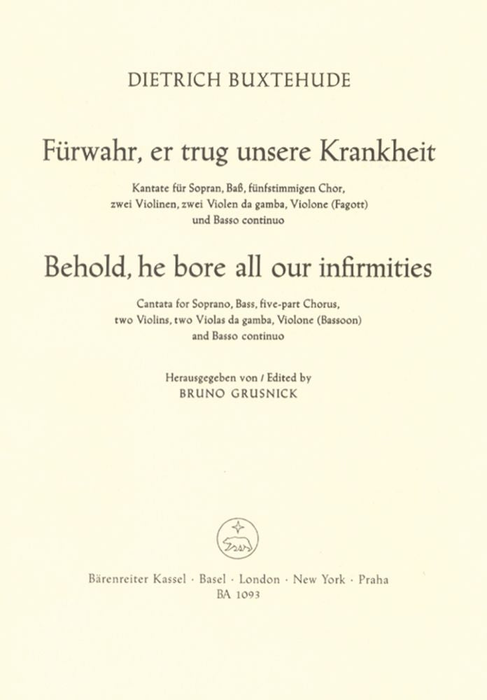 Buxtehude: Fuerwahr, er trug unsere Krankheit BuxWV 31 (Partituur)