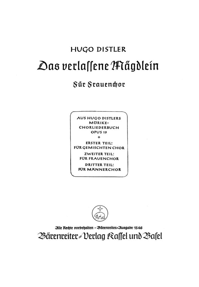 Das verlassene Mägdlein (Früh, wann die Hähne krähn)