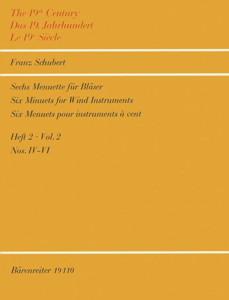 Schubert: Sechs Menuette fuer Bläser. Heft 2