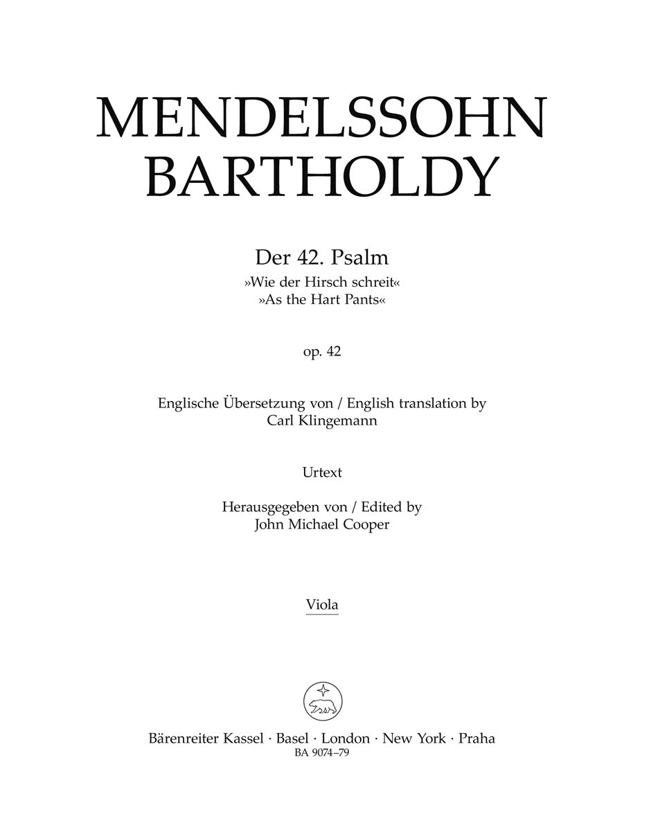 Mendelssohn: Der 42. Psalm Wie der Hirsch schreit (Altviool)