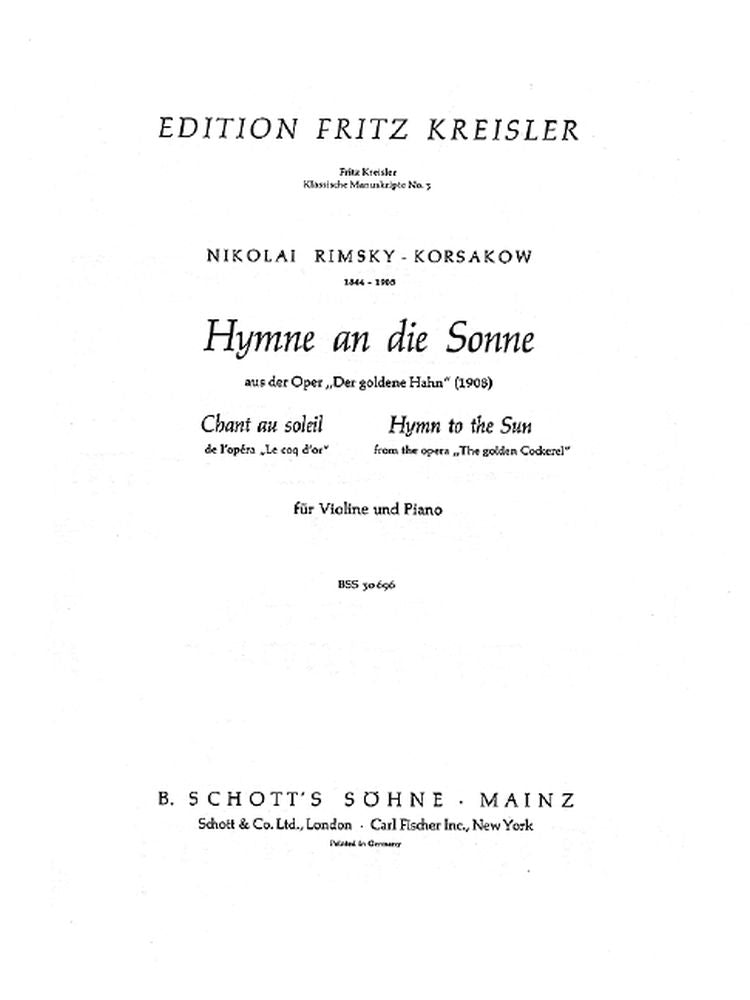 Rimskij-Korsakow: Hymne an die Sonne Nr. 3 (Viool, Piano)
