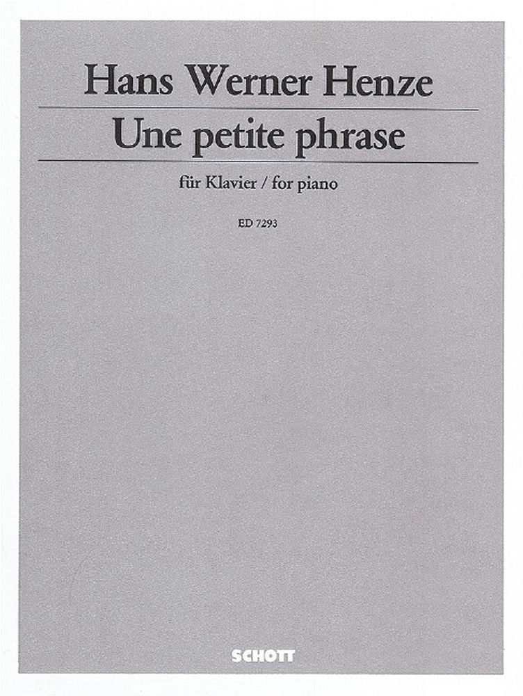 Hans Werner Henze: Une petite phrase (Piano)