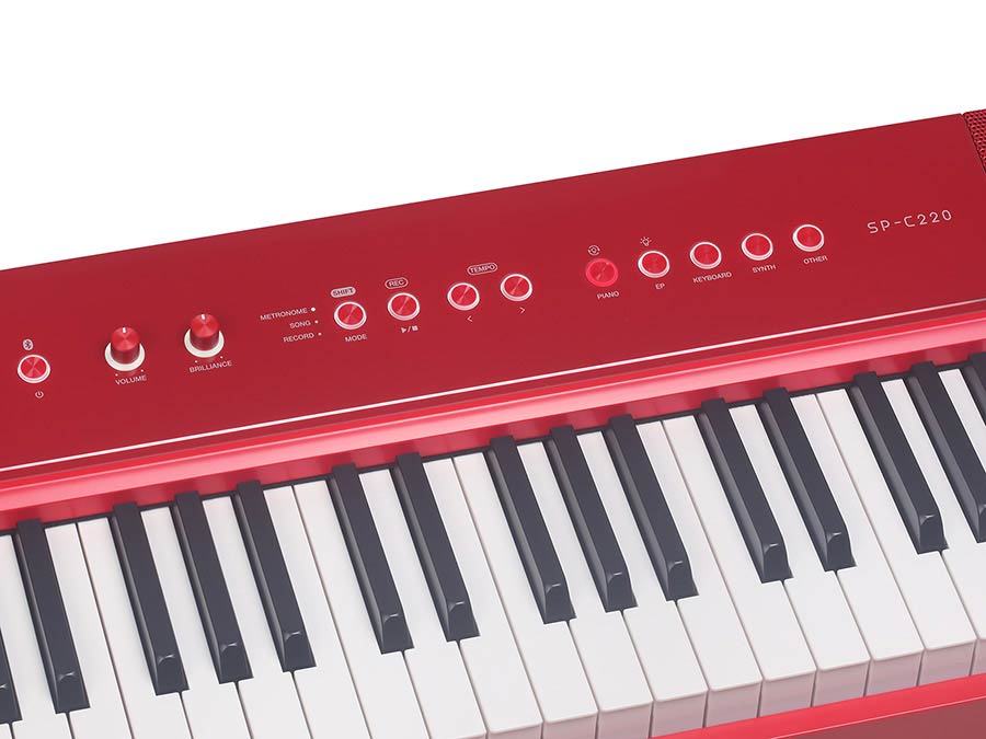 Medeli - SP-C220/RD - digital compact stage piano, 88 keys 3-sensor hammer action, biamped 2 x 13W + 2 x 7W, red