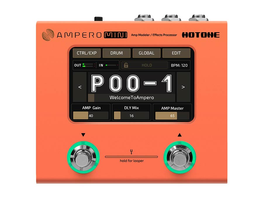 Hotone MP-50OR Ampero Mini ampmodeler en multieffectprocessor oranje