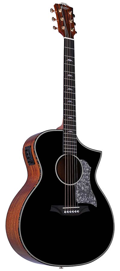 Bromo - BAN4CE/BK - Hillside auditorium guitar, solid mahogany top, mahogany body, glossy black, heavy duty bag