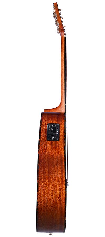 Bromo - BAN4CE/BK - Hillside auditorium guitar, solid mahogany top, mahogany body, glossy black, heavy duty bag