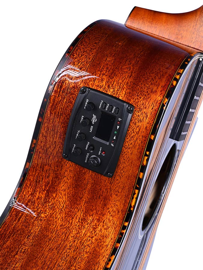 Bromo - BAN4CE/BK - Hillside auditorium guitar, solid mahogany top, mahogany body, glossy black, heavy duty bag