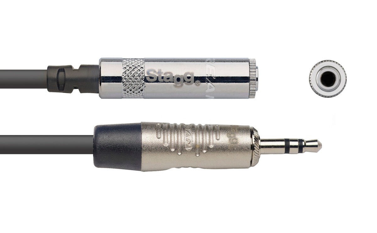 Stagg NAC3MPSMJSR n-Serie audiokabel, mini-jack/mini-jack (m/v), stereo, 3 m