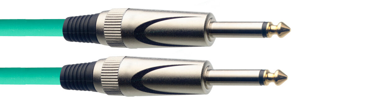 Stagg SGC3DL CGR instrumentkabel jack/jack (m/m), 3 m, heavy-duty pluggen, groen, S-serie