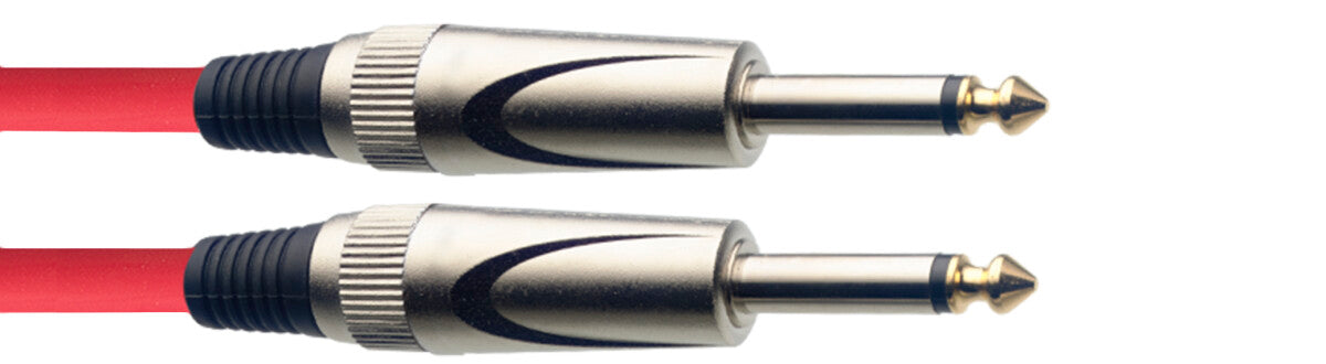 Stagg SGC3DL CRD instrumentkabel jack/jack (m/m), 3 m, heavy-duty pluggen, rood, S-serie