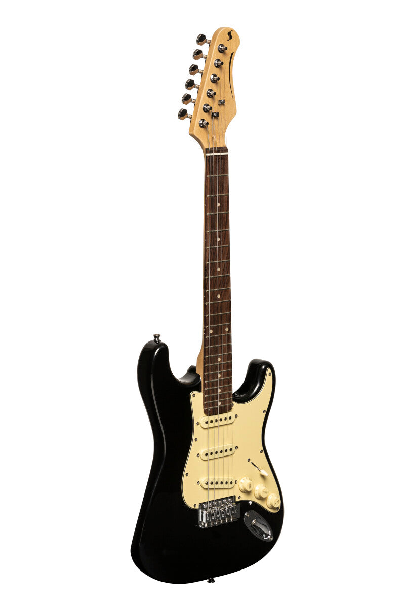 Stagg SES-30 BK 3/4 S-style elektrische gitaar 3/4-formaat Brilliant Black