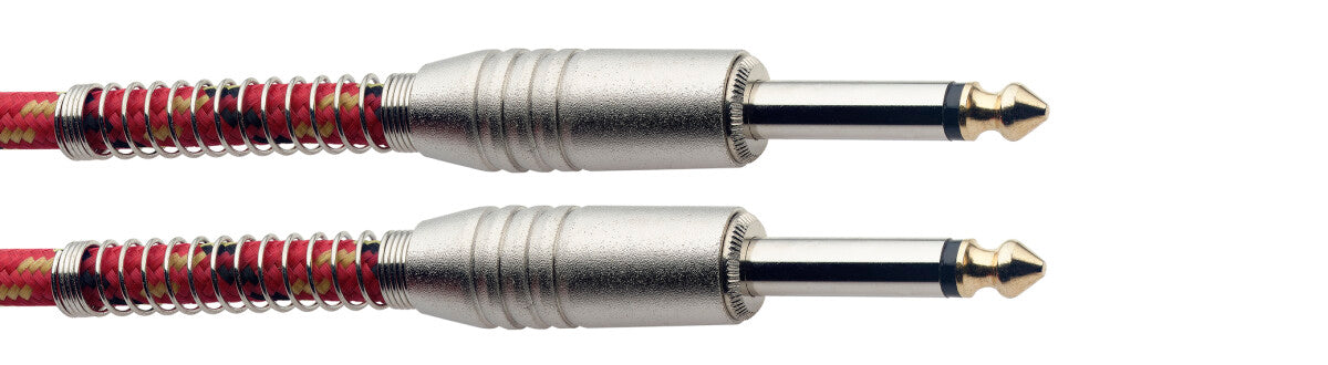 Stagg SGC3VT RD instrumentkabel jack/jack (m/m), 3 meter vintage-style tweed, rood