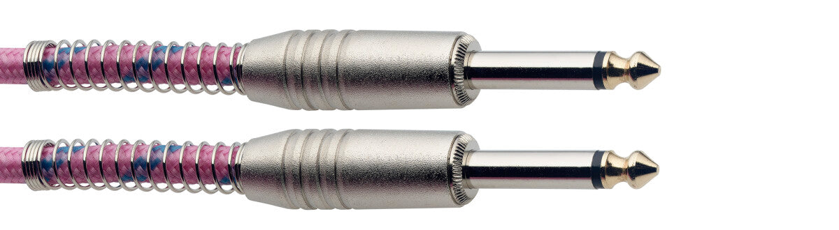 Stagg SGC6VT PK instrumentkabel jack/jack (m/m), 6 m, roze, vintage-style tweed, S-serie