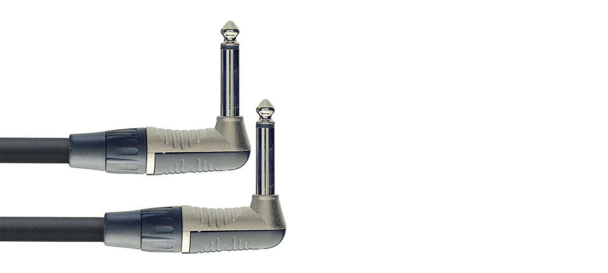 Stagg NPC010LR patchkabel, jack/jack (m/m), haakse pluggen, mono, 10 cm