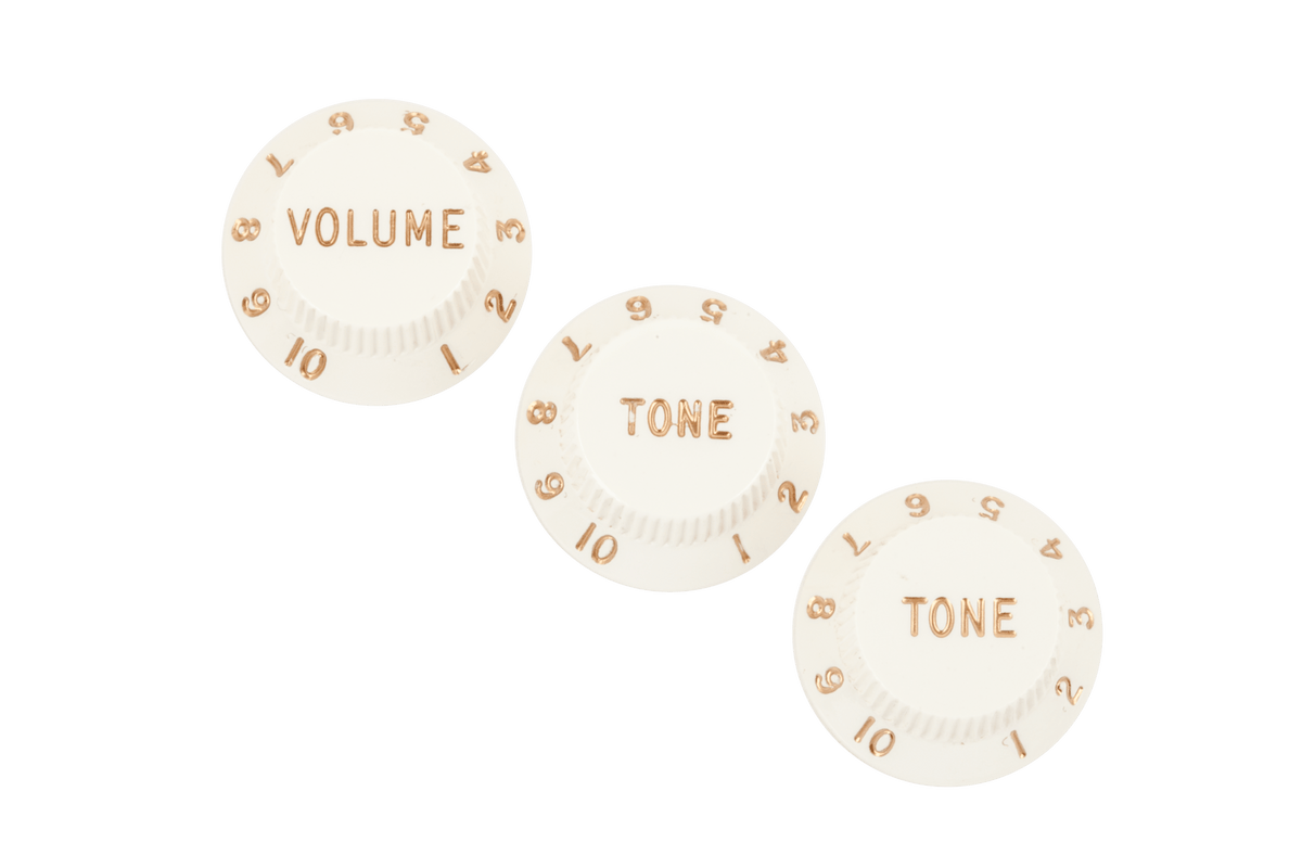 Fender 0056254049 Stratocaster CTS-Regelknoppen Perkament 1 Volume + 2 Tone