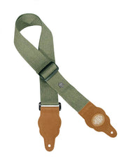 Gaucho GST-100-AGN Grass Series Gitaarband hennep, legergroen, met bruine suède eindstukken
