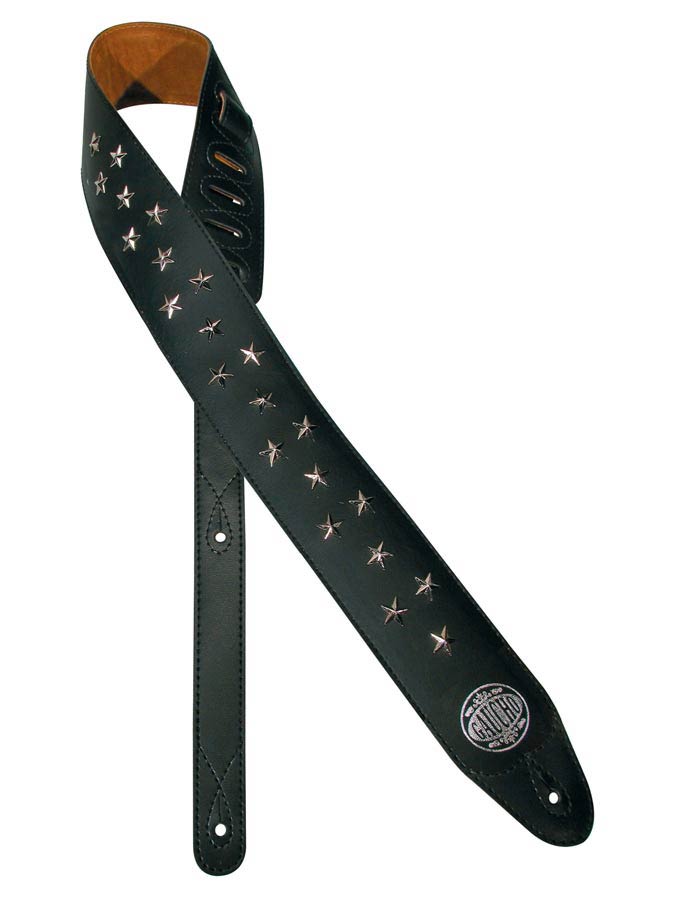 Gaucho GST-280-BK Biker Series Gitaarband zwart, met chromen sterren