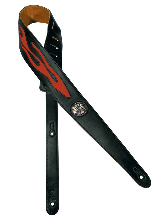 Gaucho GST-542-OR Silhouet Series Gitaarband zwart, oranje vlammenmotief