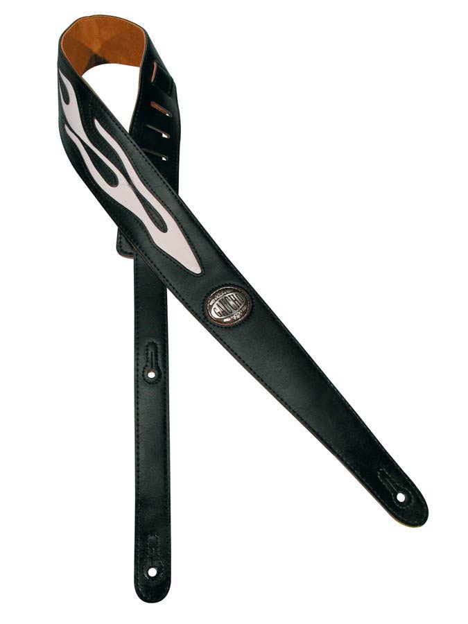 Gaucho GST-542-WH Silhouet Series Gitaarband zwart, wit vlammenmotief