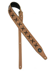 Gaucho GST-648-LBR Buffalo Lace Series Gitaarband kunstleer, geveterd, lichtbruin