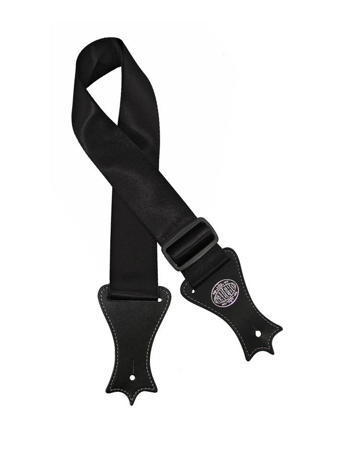 Gaucho GST-140-BK Icon Series Gitaarband deluxe zwart nylon, met kunstleeren eindstukken, geen print