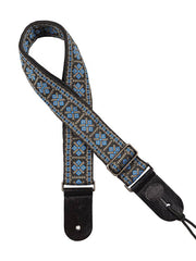 Gaucho GST-181-BG Traditional Series Gitaarband 2" jacquard geweven, leren slips, blauw en goud