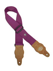 Gaucho GST-100-PU Grass Series Gitaarband hennep, paars, met bruine suède eindstukken
