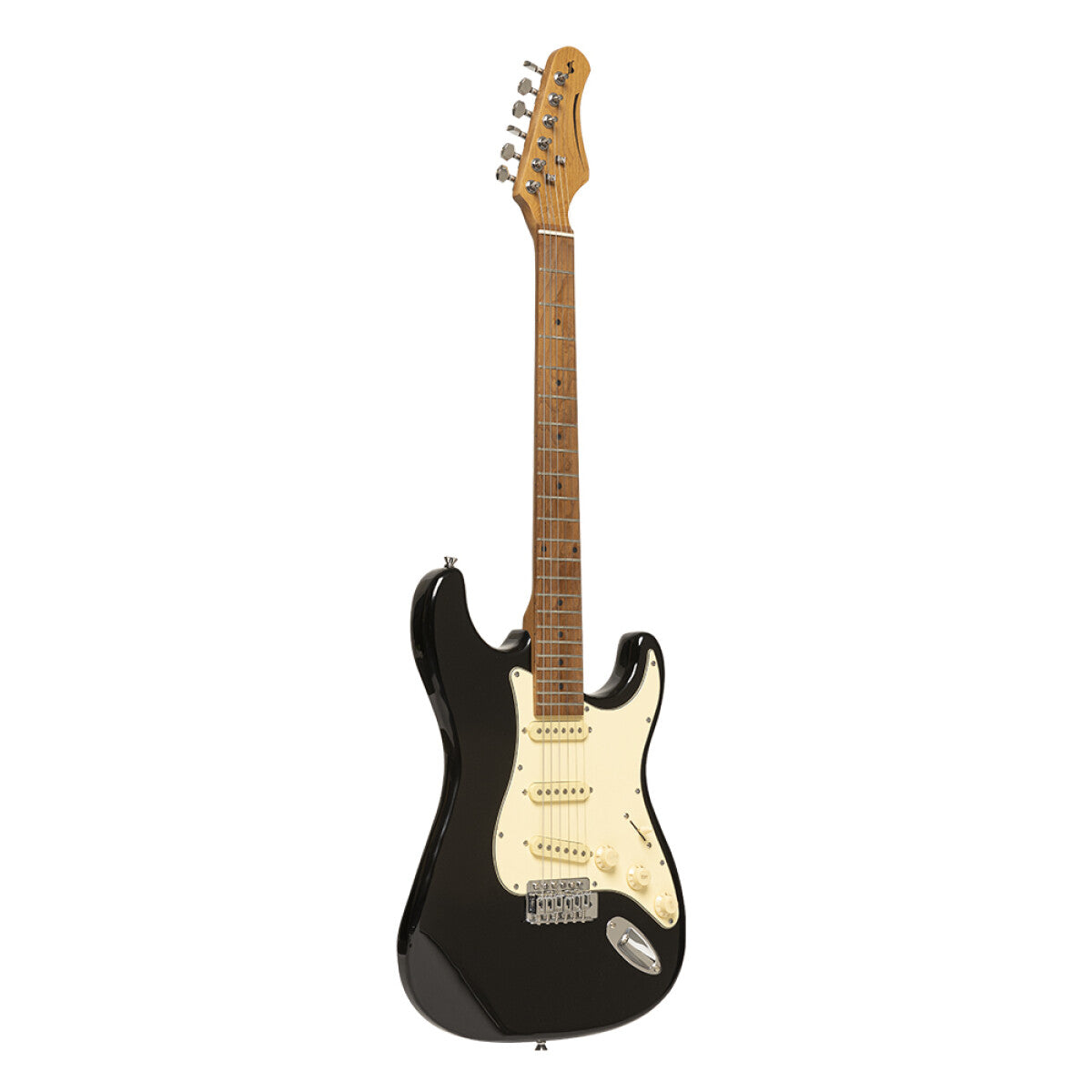 Stagg SES-55 BLK S-style elektrische gitaar Glanzend zwart