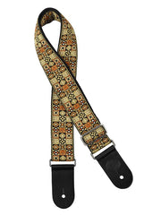 Gaucho GST-186-GD Traditional Series Gitaarband 2" jacquard geweven, leren slips, goud mozaiek