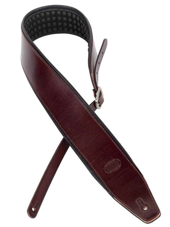 Gaucho GST-810-DBR Ergoline Series Gitaarband met comfortabele voering van Italiaans leer, donkerbruin