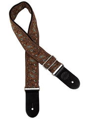 Gaucho GST-196-04 Traditional Series Gitaarband van 5 cm breed jacquardweefsel met leren uiteinden, meerkleurig