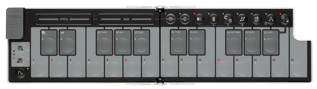 Korg USB-controller, nanoKEY Fold, 25 25 toetsen, Inklapbaar, wit, Ltd.