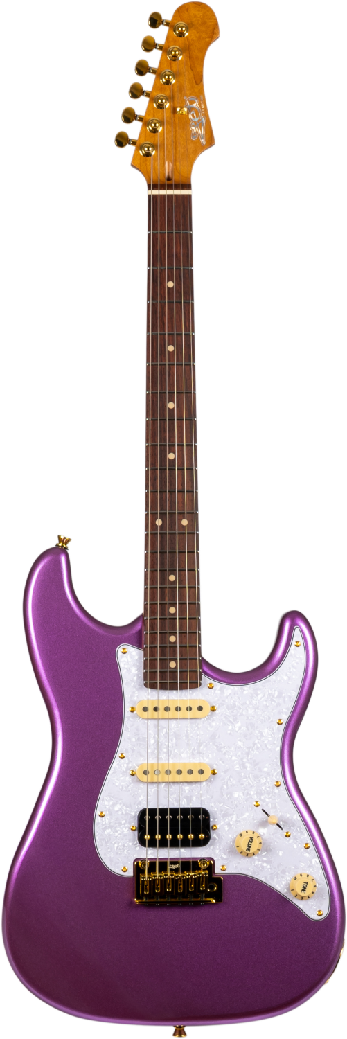JET Guitars JS-480 VI G – elektrische gitaar – S-stijl HSS Violet/Goud hardware, palissander toets