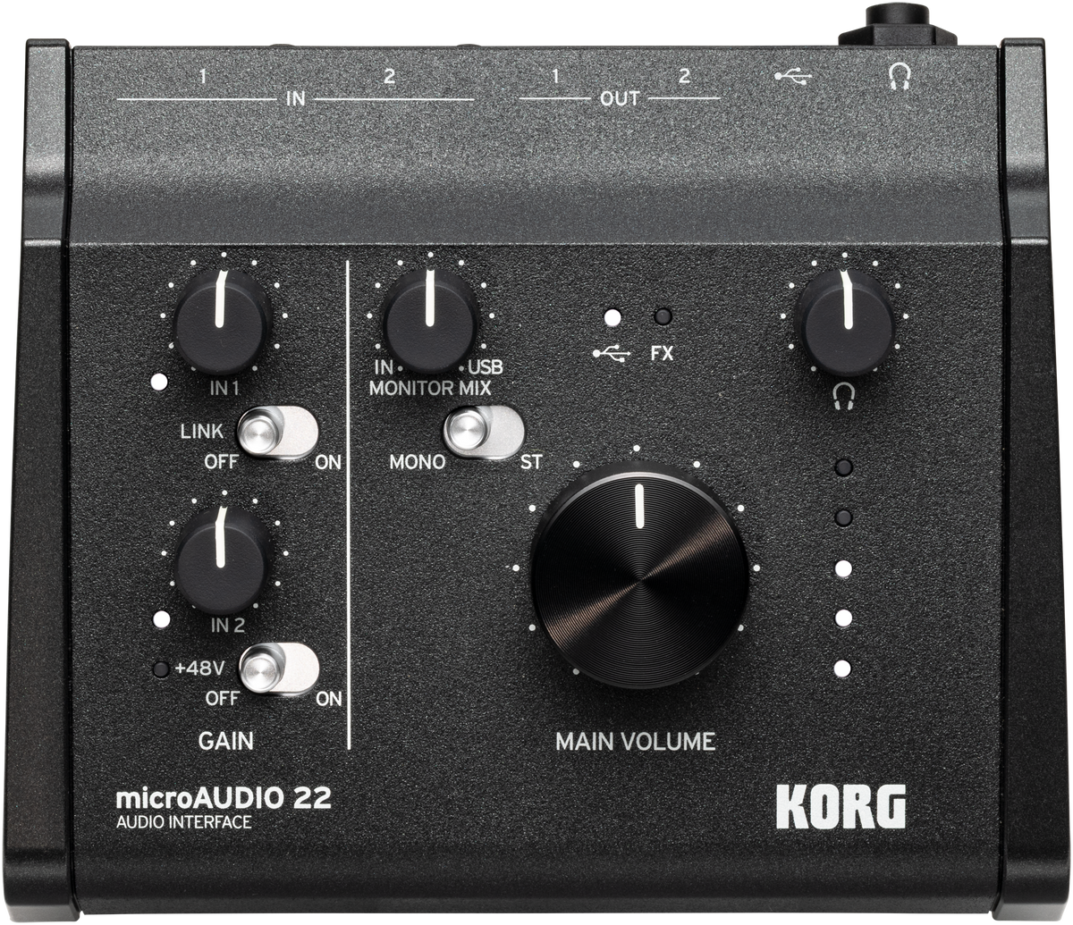 Korg Audio Interface, microAUDIO22, 2 In / 2 Out, 24-bit/192kHz, USB-C, Software
