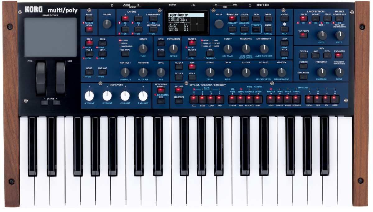 Korg Synthesizer, digitaal, multi/poly, virtueel-analoog, 37 toetsen,60 stemmen